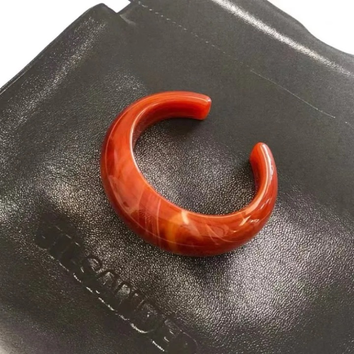 Vintage Red Jasper Resin Moon Earrings & Bracelet