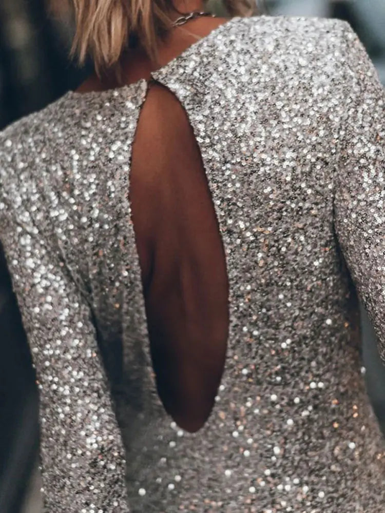 Margarita Back Slit Sequin Mini Dress