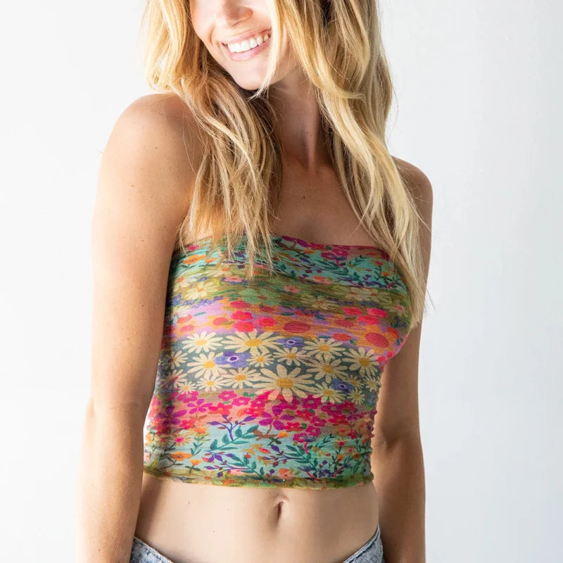 Floral Print Off-Shoulder Strapless