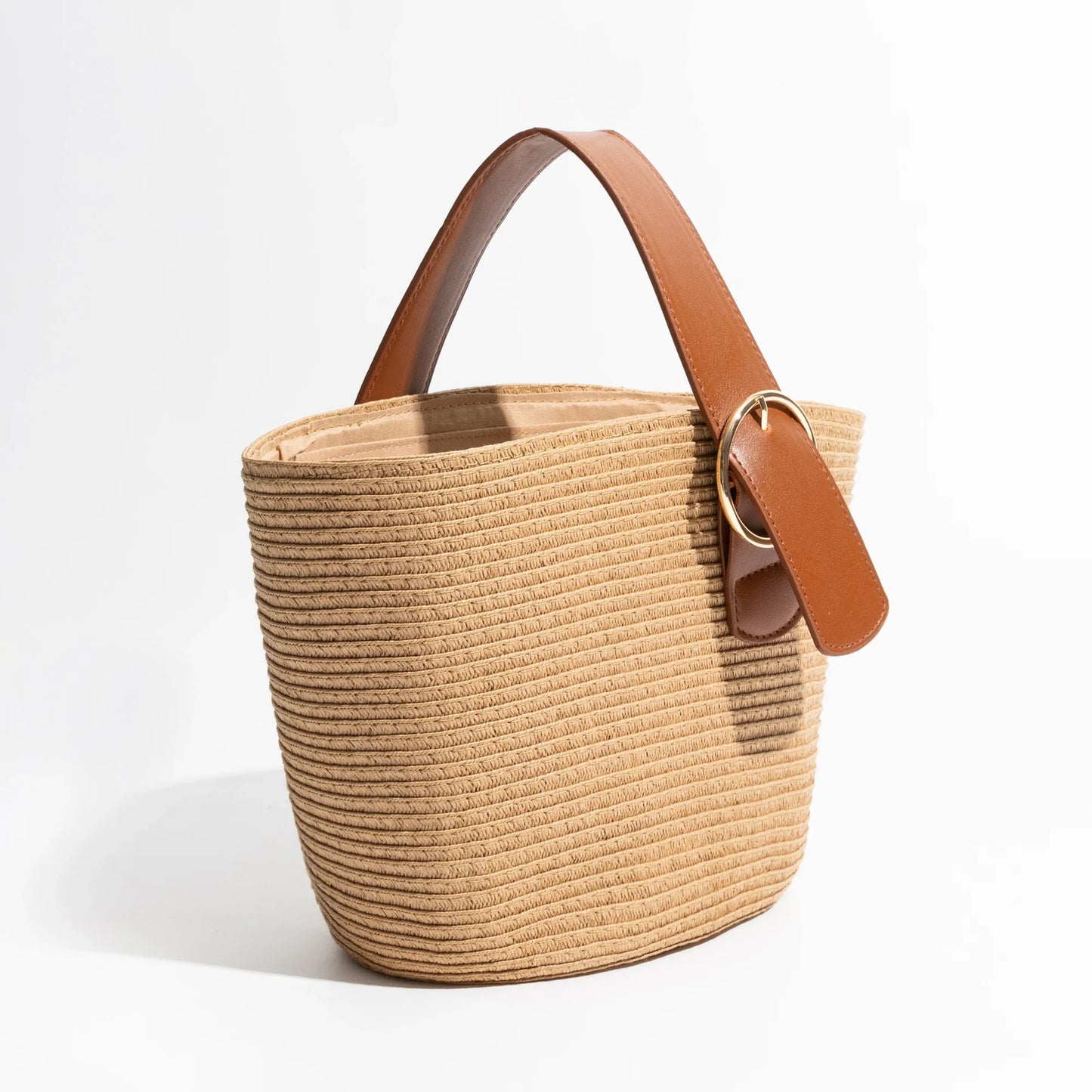 Terra Single Handle Bucket Straw Mini Tote