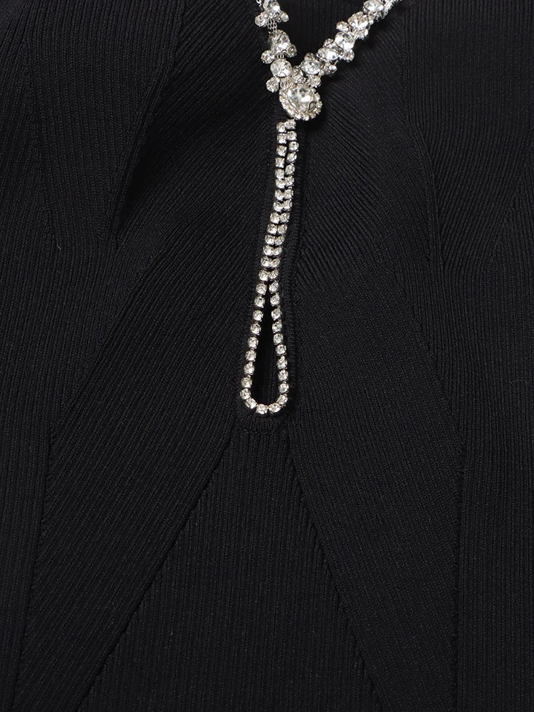 Suria Rhinestone Neckline Mini Dresses