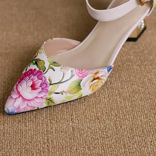 Rosita Flower Ankle Strap Pumps