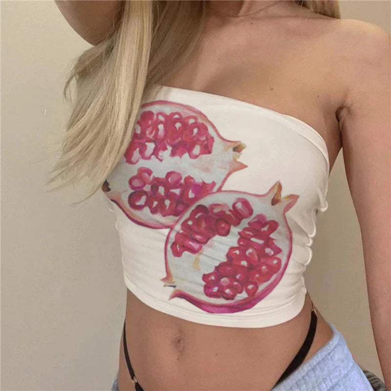 Flower Print Boat Neck Strapless