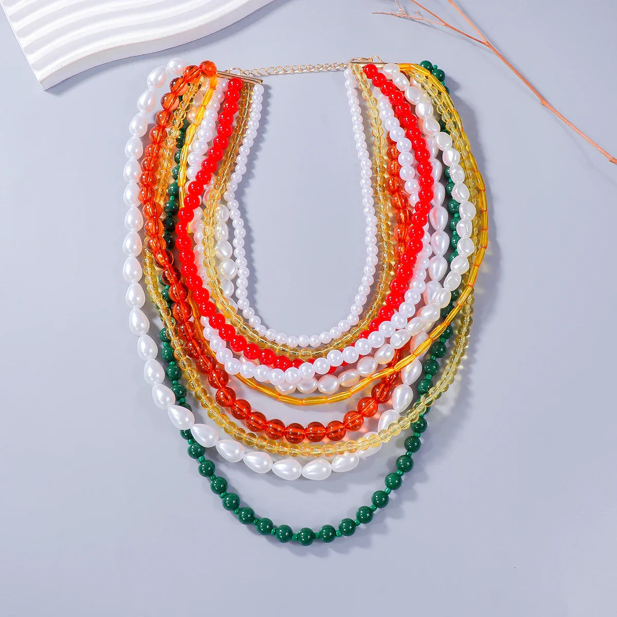 Multi Pearl and Color Beads Necklace
