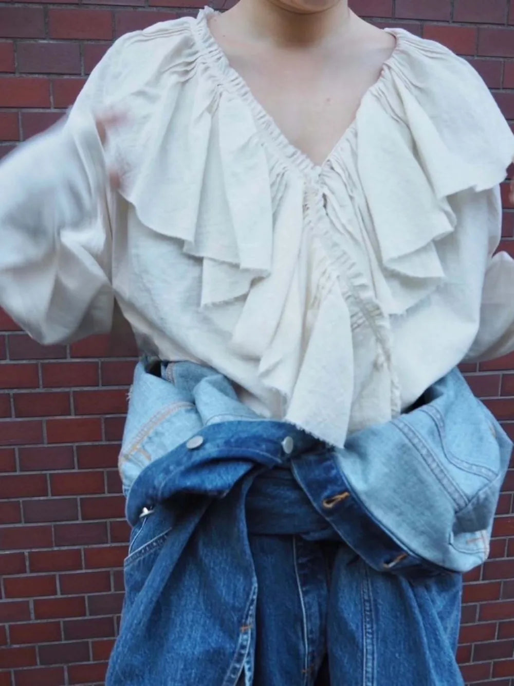 Elegant Fashion Ruffles Stereoscopic Ruched Blouse