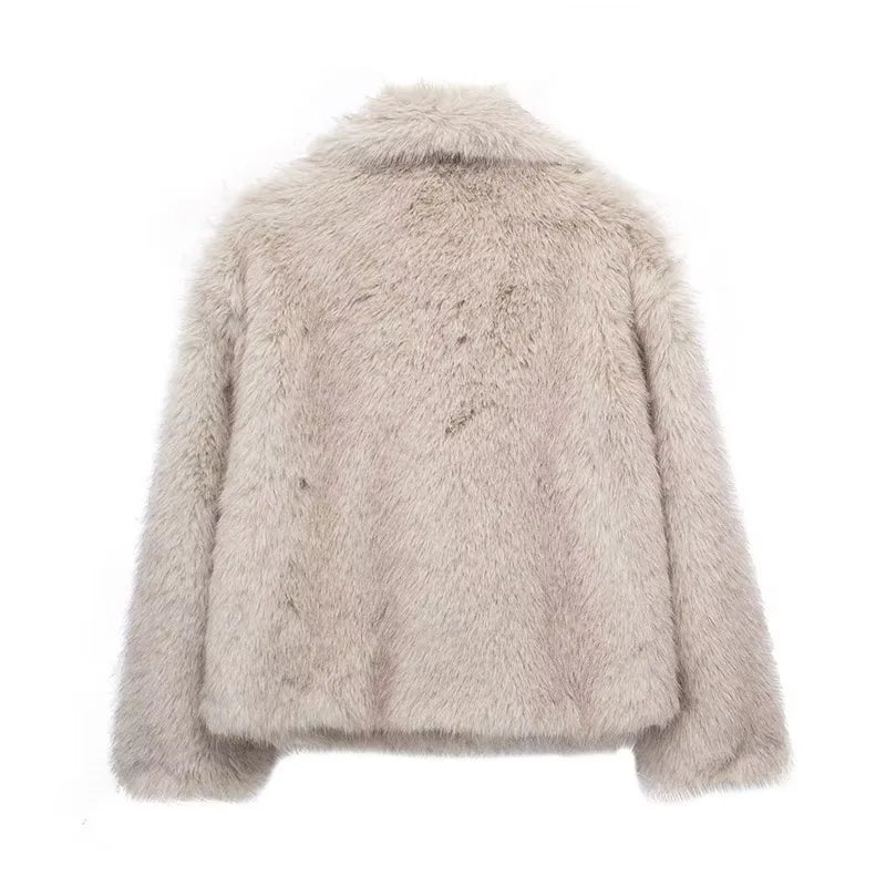 Laurel Shaggy Big Lapel Faux Fur Jacket