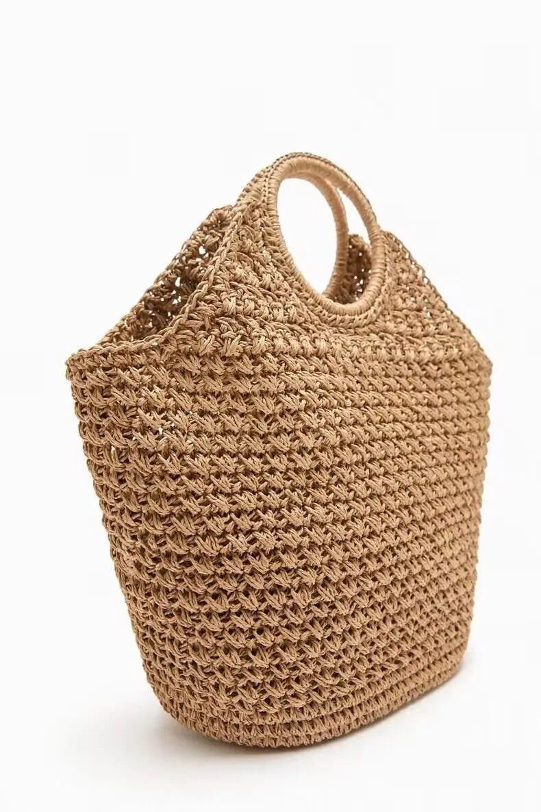 Portia Casual Straw Market Tote Bag