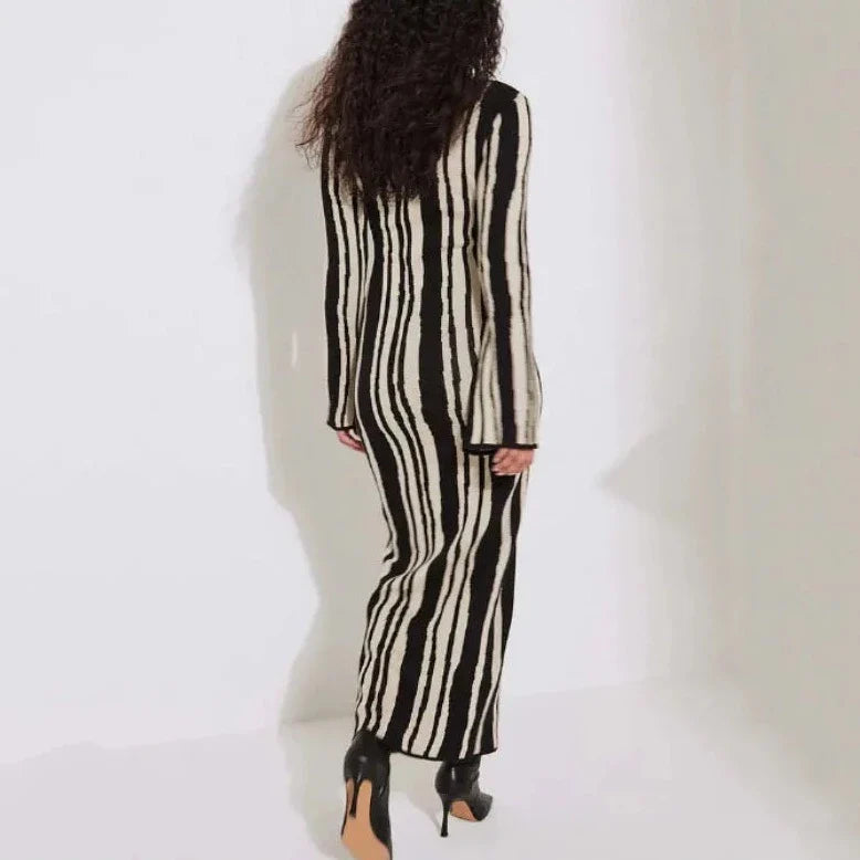 Aili Pattern Prints Bodycon Maxi Dress