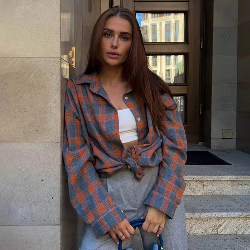 Clri Oversized Plaid Shirts