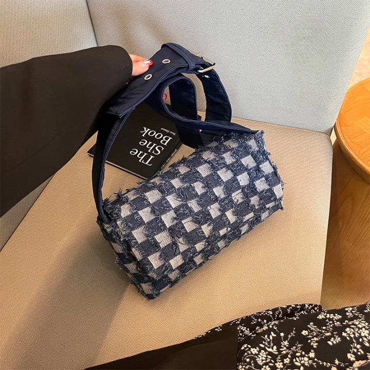 Casual Checked Denim Shoulder Bags
