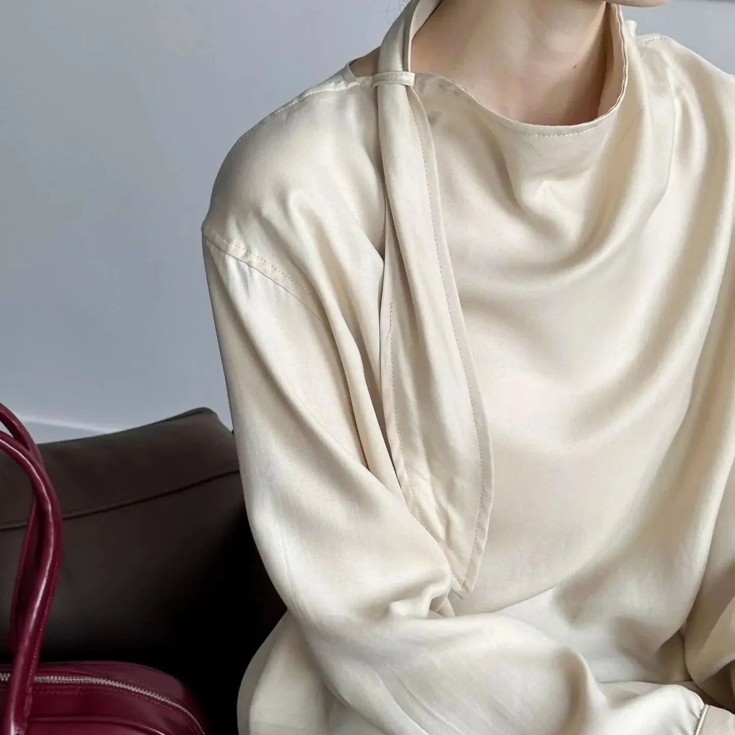 Rita Elegant Cowl Neck Tie Blouse