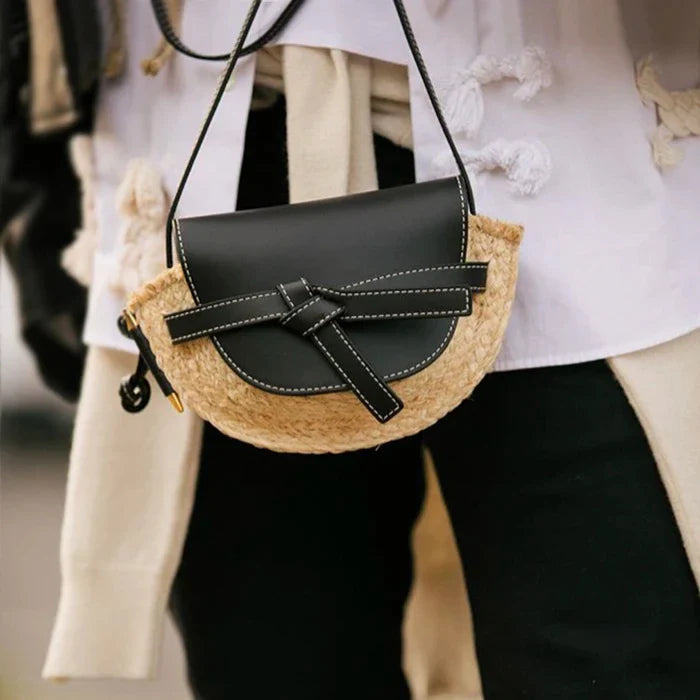 Fira half-moon Straw Saddle Bag