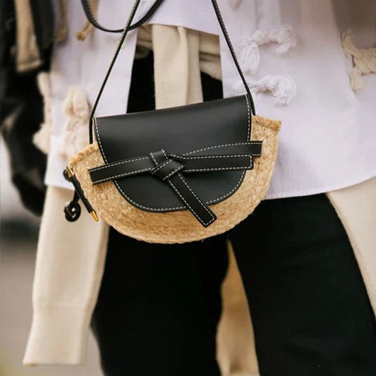 Fira half-moon Straw Saddle Bag