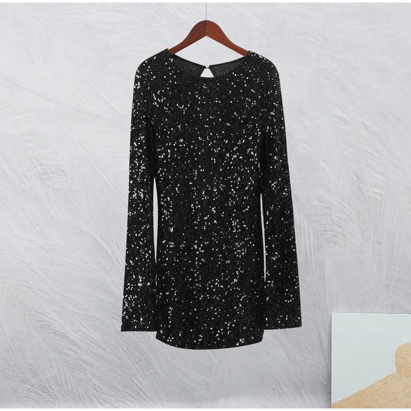 Margarita Back Slit Sequin Mini Dress