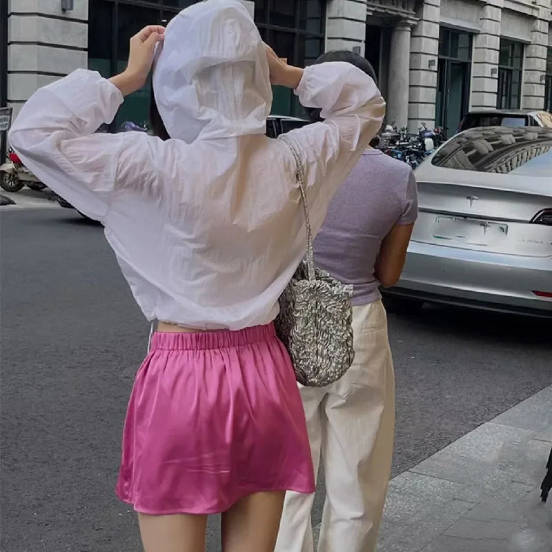 Tassha Boxer Satin Mini Skirts