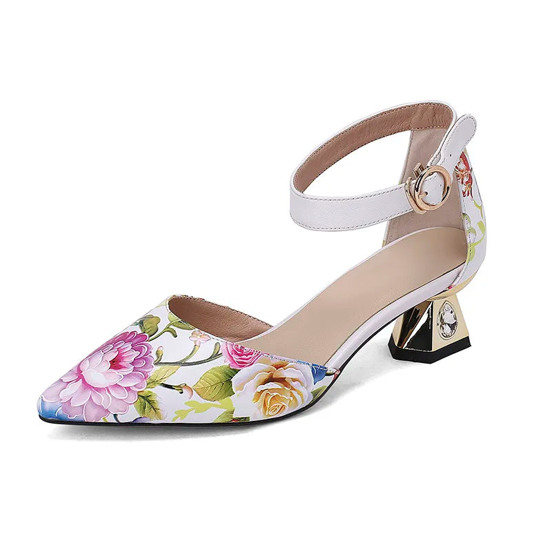 Rosita Flower Ankle Strap Pumps