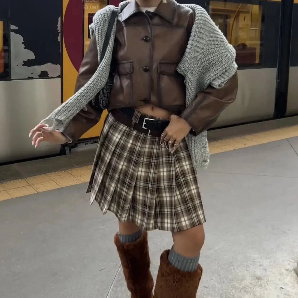 Loue Vintage Brown Faux Leather Jacket