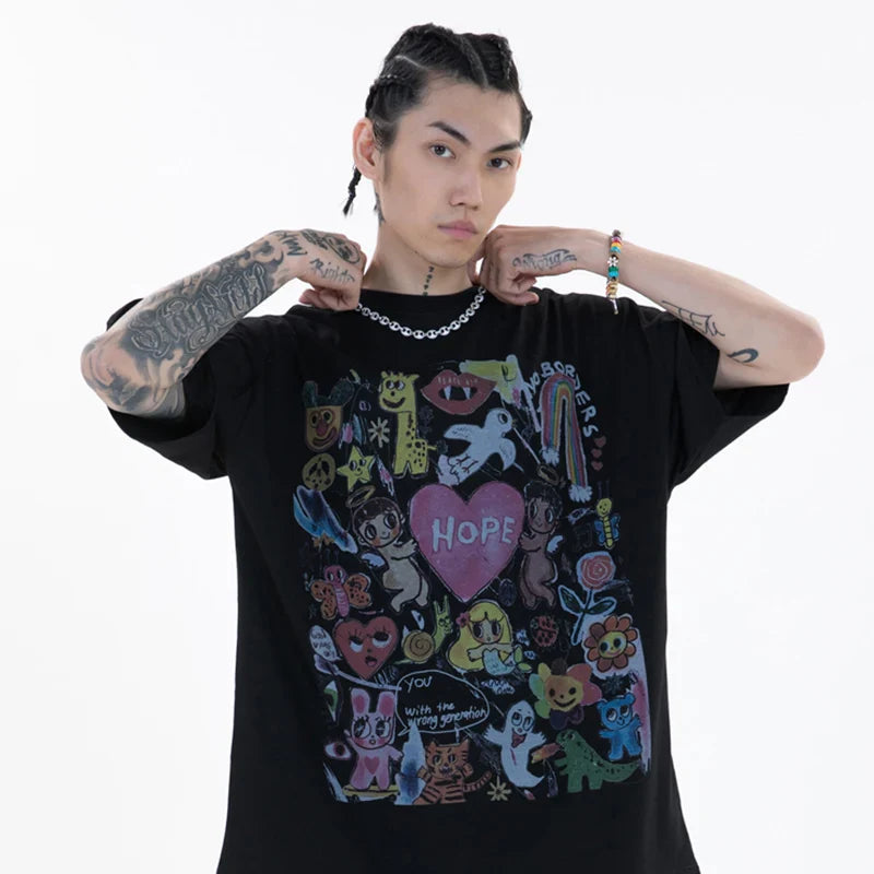 Unisex Oversized Graffiti Hip Hop T-Shirts