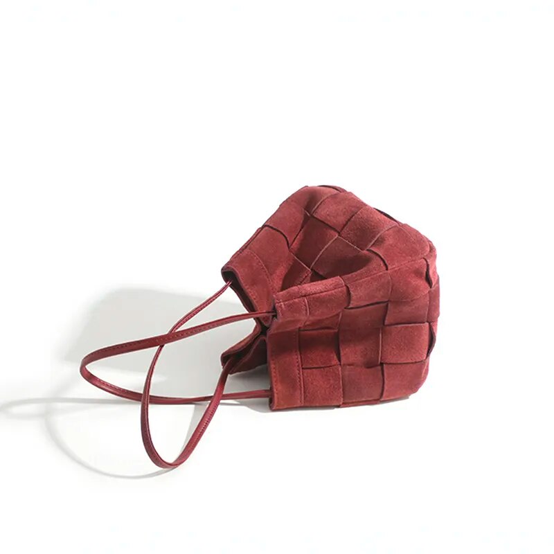 Aili Suede Lattice Bucket Bags