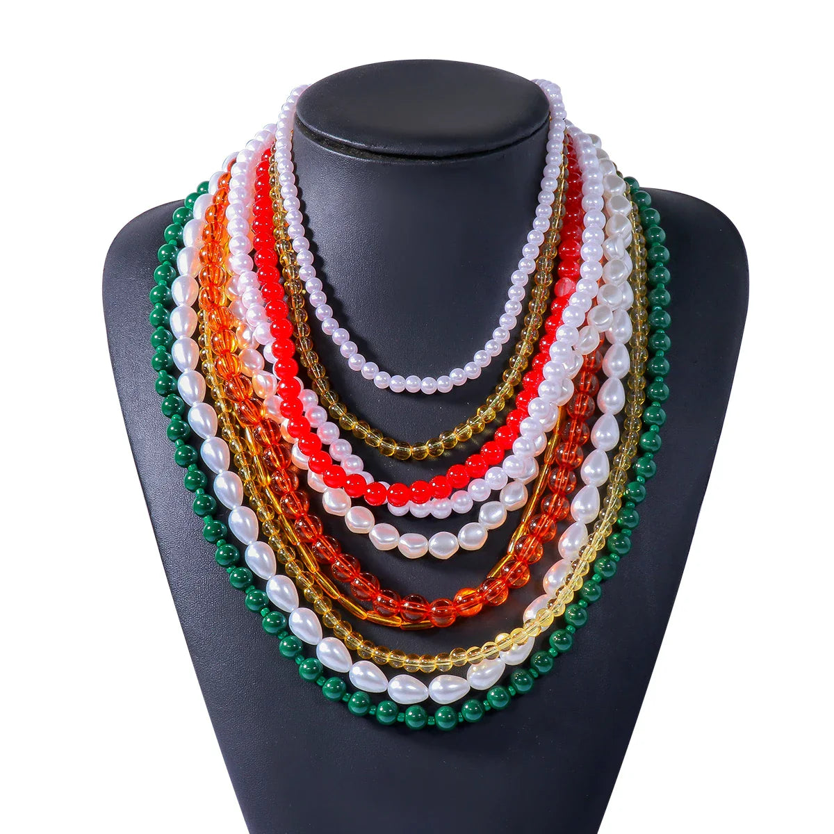 Multi Pearl and Color Beads Necklace