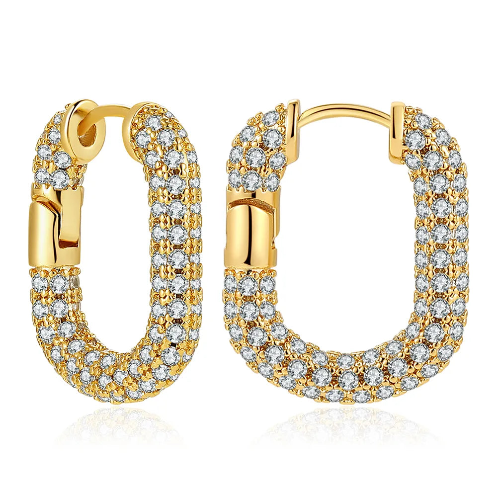 CZ Zircon Crystal Geometry Hoop Earrings