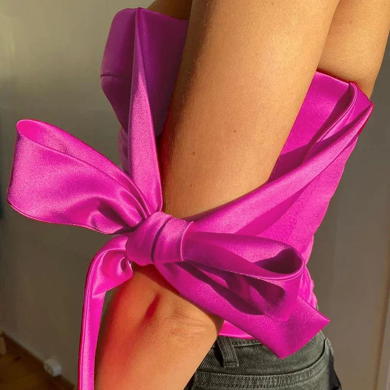 Vintage Bow Tie Stain Strapless