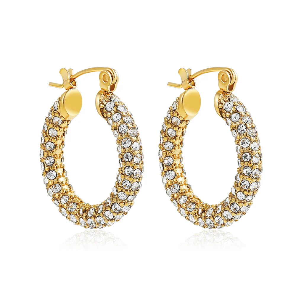 CZ Zircon Crystal Geometry Hoop Earrings