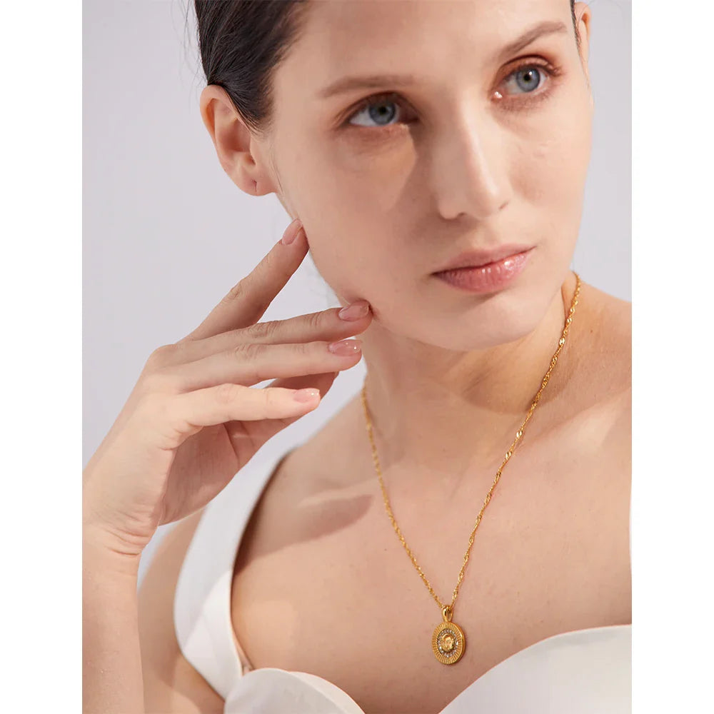 Golden Soleil CZ Medallion Necklace