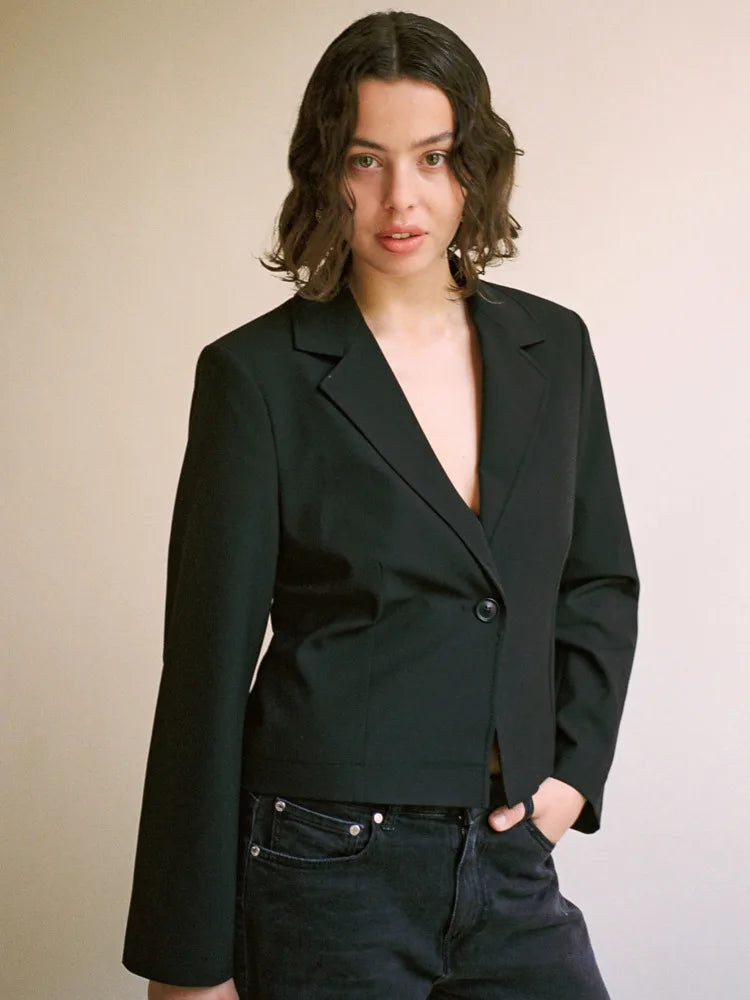 Woven Button Slim Skirt Suit