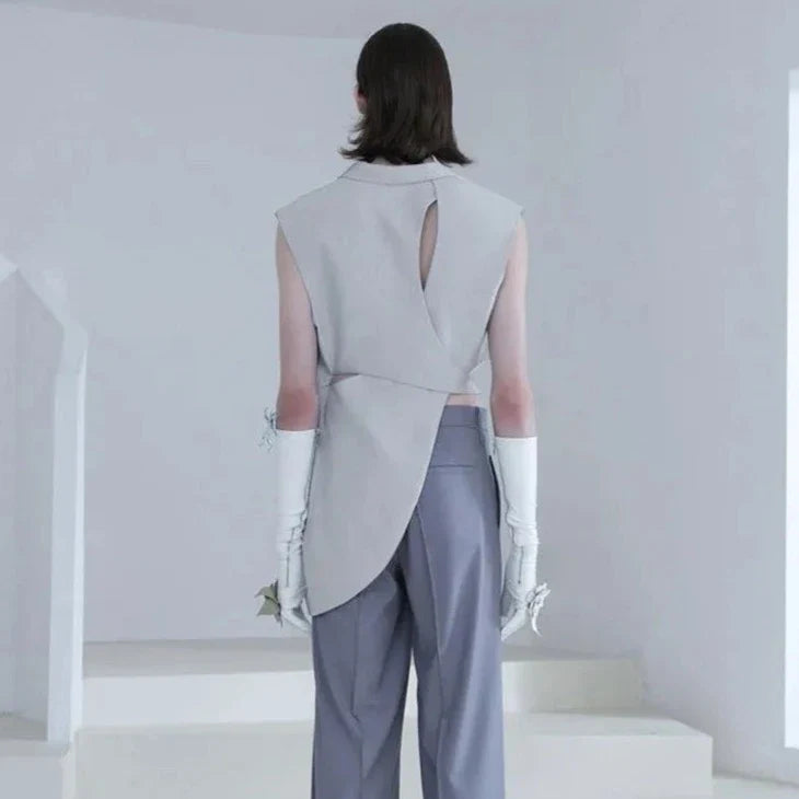 Heidi Cut Out Lace-Up Sleeveless Jacket