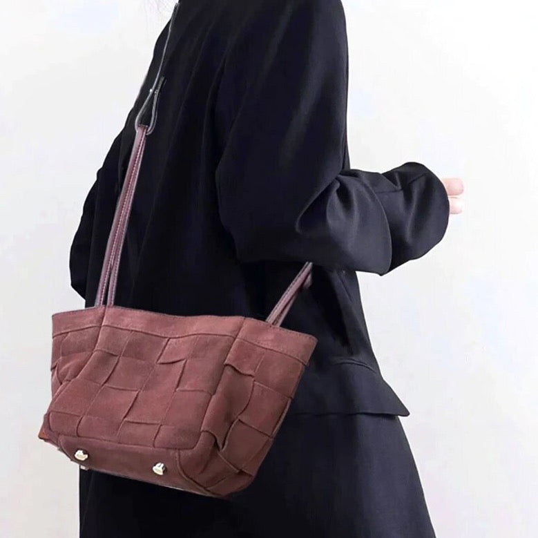 Aili Suede Lattice Bucket Bags