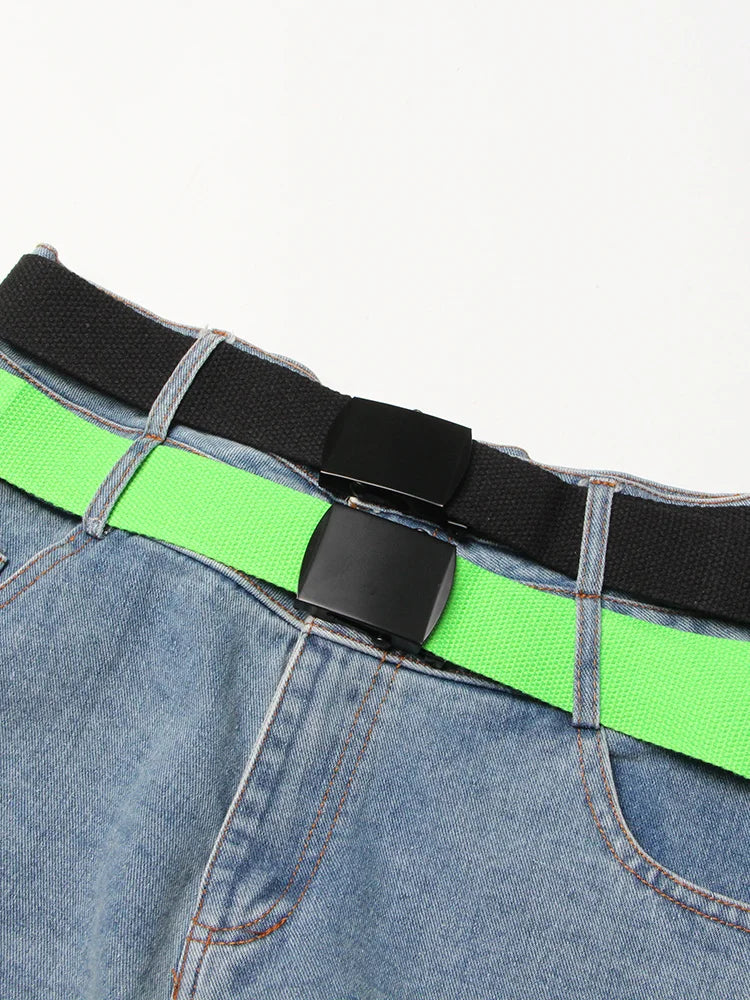 Paola Colorblock Double Belted Denim Shorts