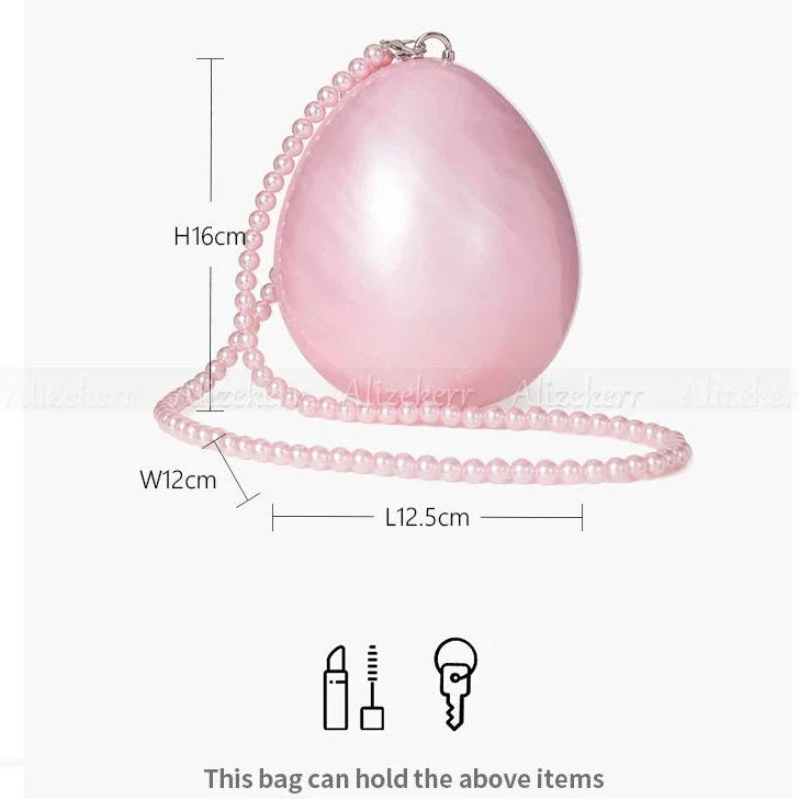 Niew Pink Acrylic Pearlescent Egg Evening Clutch
