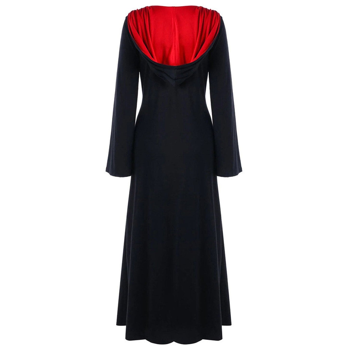 Retro Christmas Costume Plus Size Hooded Lace Up Patchwork Dress