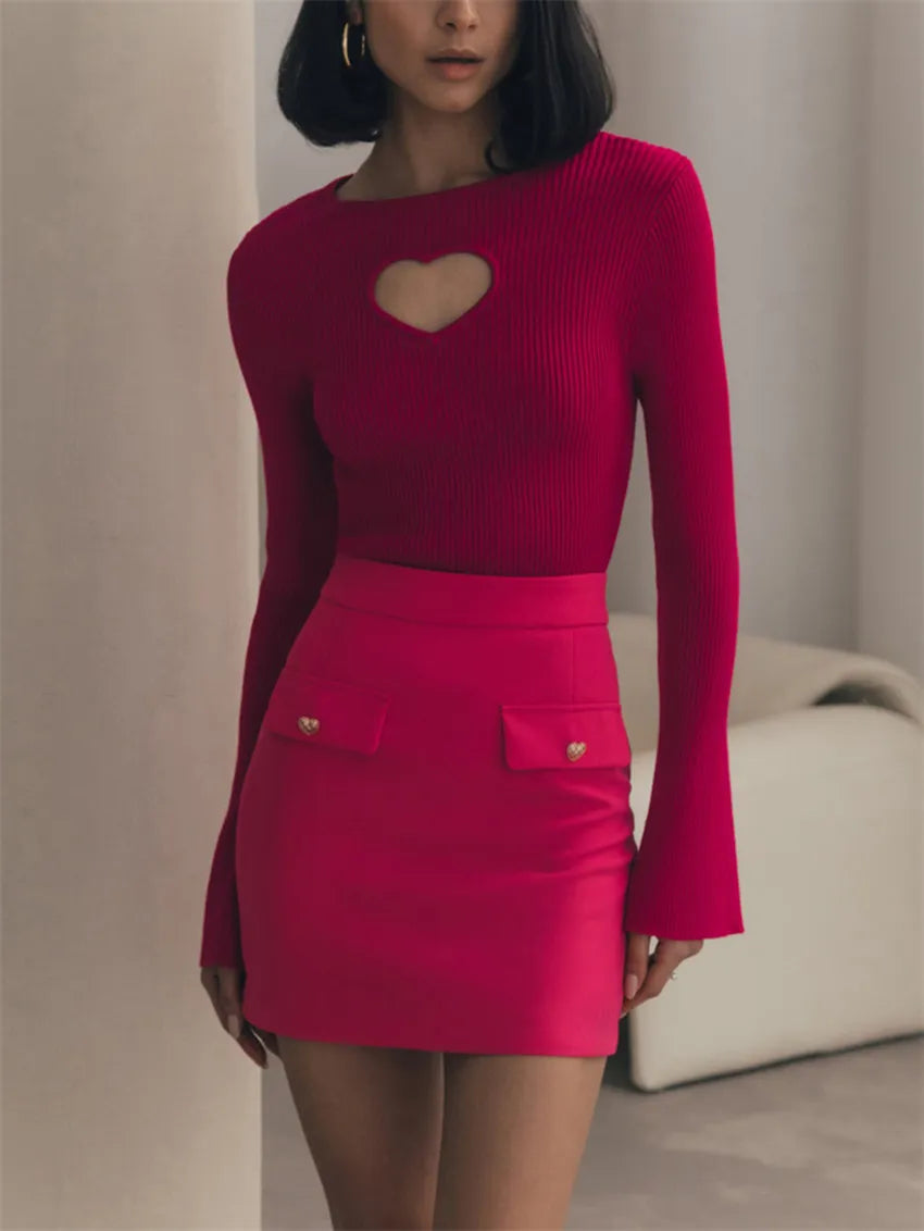 Meadow Heart Cut Out Ribbed Top