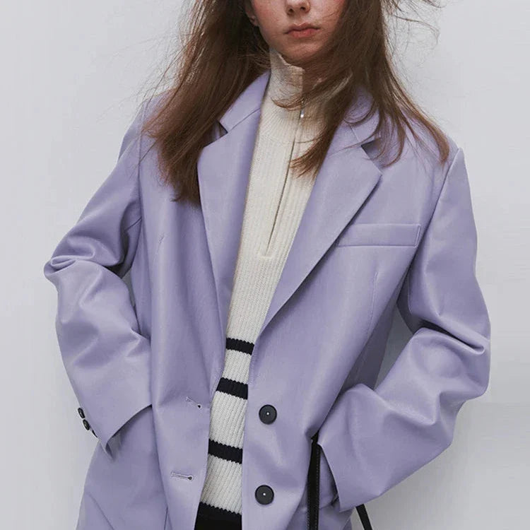 Lauren Soft Pastel Faux leather Blazer