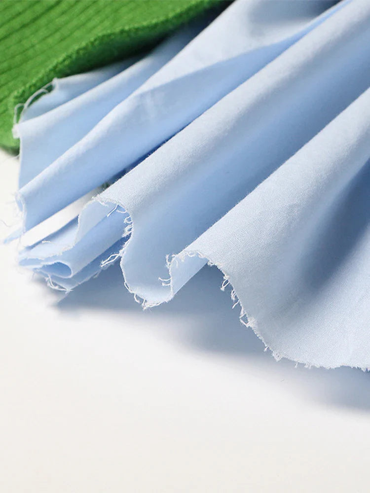 Cassia Patchwork Knit and Shirt Blouse