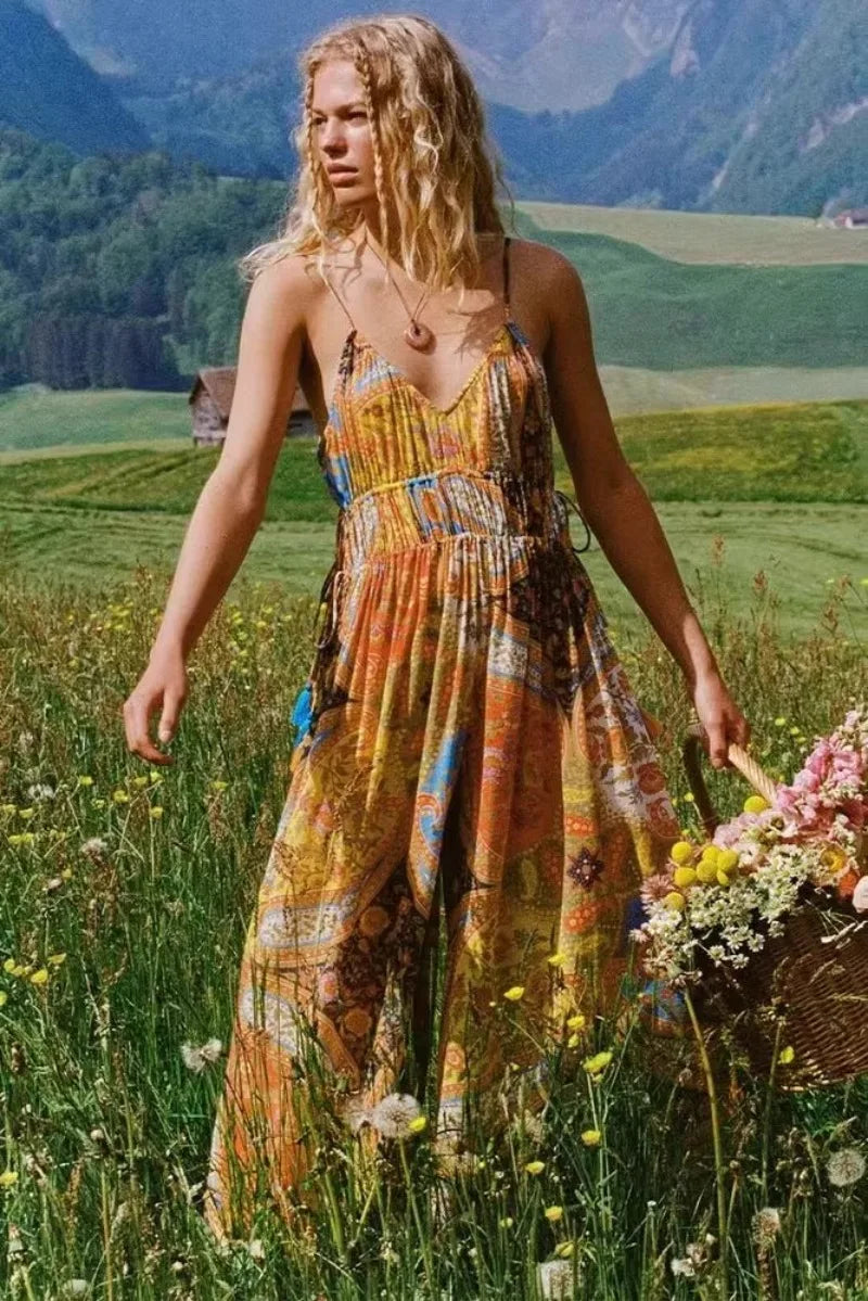 Bonnie Bohemian Print Flowy Jumpsuits