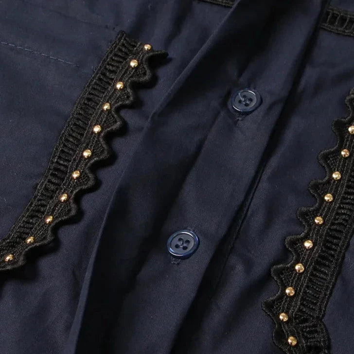 Piper Rivet & Frill Trim Two Piece Set Flare Dress