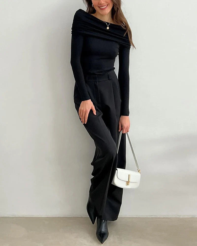 Sidonie Fold Over Off the Shoulder Top