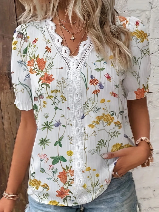 Ruffle Elegant Print T-shirt