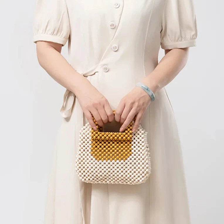 Vintage Wooden Beading Look Mini Clutch Bags
