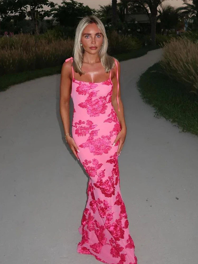 Embroidery Mesh Square Floral Dress