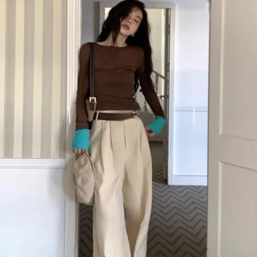 Ailsa Two Tone Flare Cuff Ribbed Knitted Top