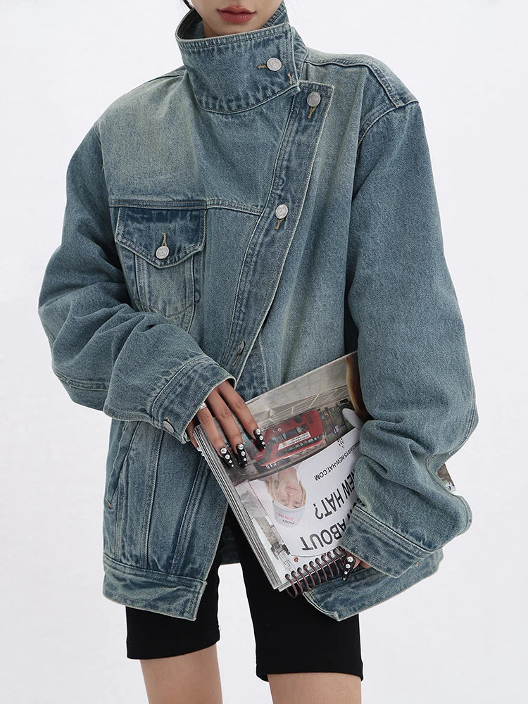 Nomie Funnel Neck Denim Jacket