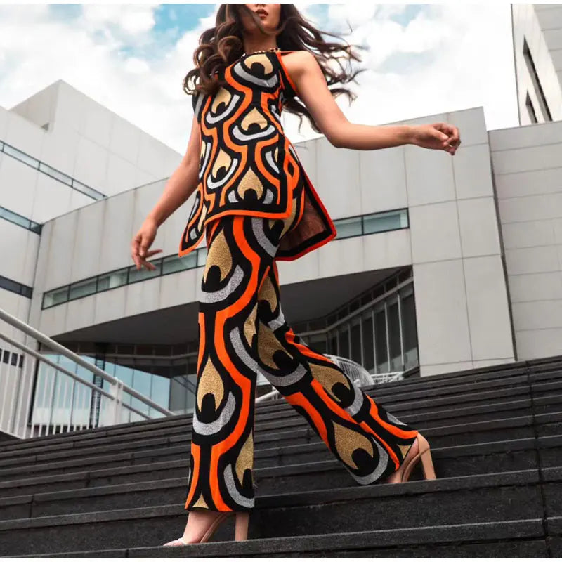 Terra Colorful Knit Tunic and Pants