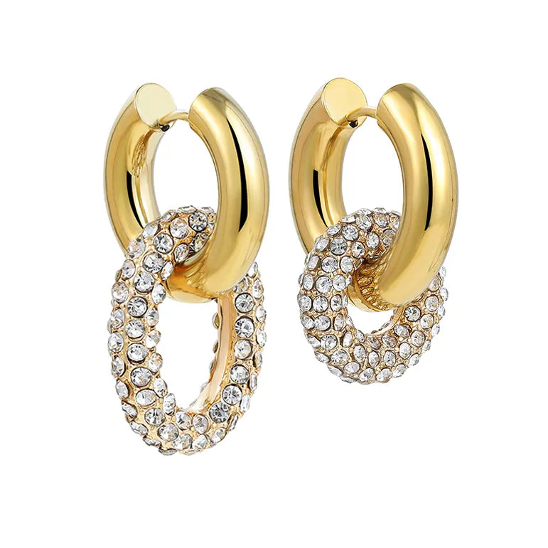 CZ Zircon Crystal Geometry Hoop Earrings