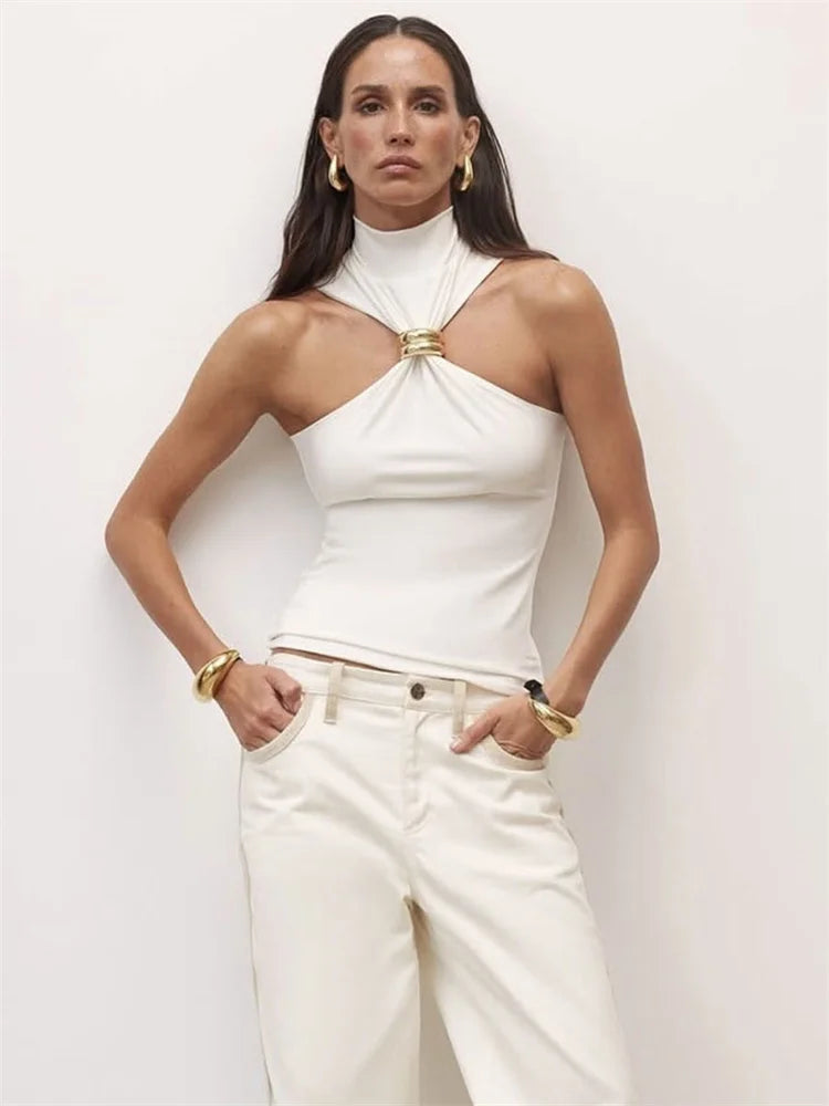 Tossy Off-Shoulder Patchwork Cami Top