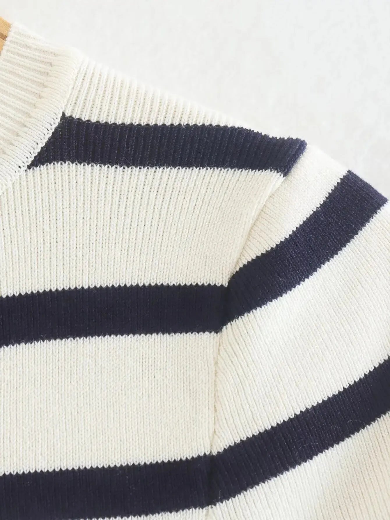 Manon Breton Stripe Cropped Knit Tops