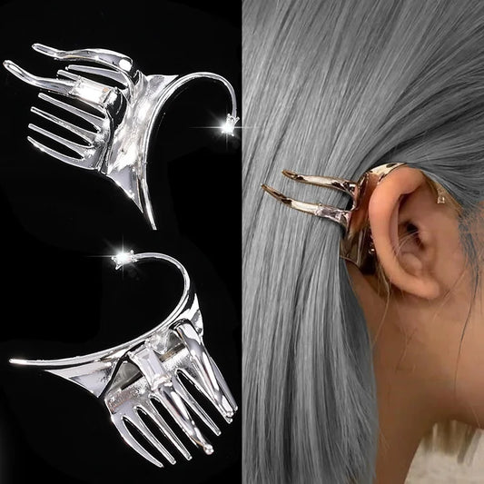 Punk Silver Fairy Hair Claw Ear Cuff